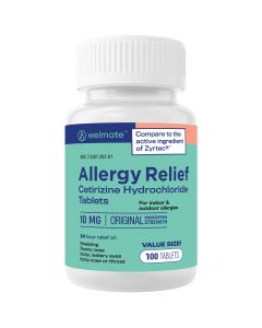 WELMATE Allergy Relief - Cetirizine 10mg, 100 Tablets (Generic Zyrtec)