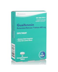 AUROHEALTH Cough & Cold - Guaifenesin 600mg, 40 Tablets (Generic Mucinex)