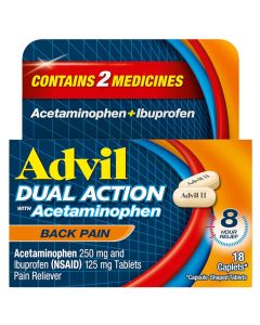 Advil Dual Action Tablets Ibuprofen with Acetaminophen Per Dose for 8 Hours Relief, 18/Bottle
