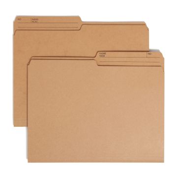 Reversible Printed Tab File Folders, 1/2-Cut Tab, 10 1/2 pt. - Beige / Letter / 100