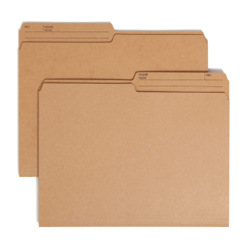 Reversible Printed Tab File Folders, 1/2-Cut Tab, 10 1/2 pt. - Beige / Letter / 100
