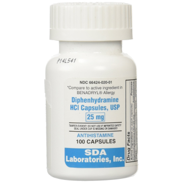 SDA LABS Allergy Relief - Diphenhydramine 25mg, 100 Capsules (Generic Benadryl)