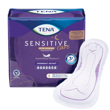 Bladder Control Pad TENA® Sensitive Care Extra Coverage 16 Inch Length Heavy Absorbency Superabsorbant Core One Size Fits Most - Bag of 28