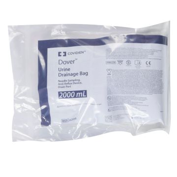 Urinary Drain Bag Dover™ Anti-Reflux Valve NonSterile 2,000 mL Vinyl - Bedside Drainage Bag with Mono-Flo.