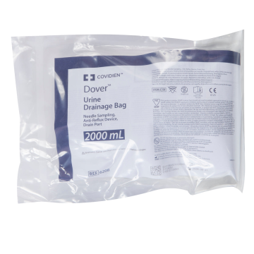 Urinary Drain Bag Dover™ Anti-Reflux Valve NonSterile 2,000 mL Vinyl - Bedside Drainage Bag with Mono-Flo.