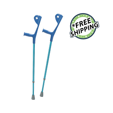 Drive Medical Euro Style Light Weight Forearm Walking Crutch - Pair - Blue