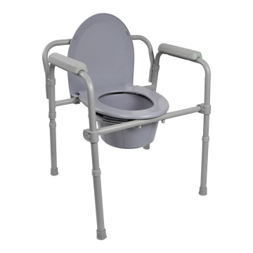 3-in-1 Commode Chair Fixed Arms Steel Frame Back Bar