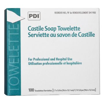 Personal Wipe PDI® Castile Soap Individual Packet - BOX of 100