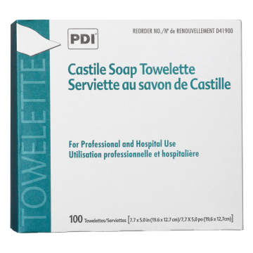 Personal Wipe PDI® Castile Soap Individual Packet - BOX of 100
