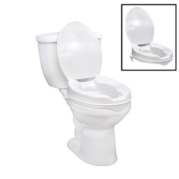 Drive Medical Raised Toilet Seat with Lock and Lid - Standard Seat, 2 inch