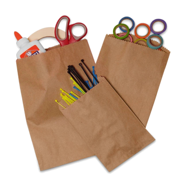 Flat Kraft Paper Merchandise Bags - 5" W X 7-1/2" H / No Gusset / 1000/Pack