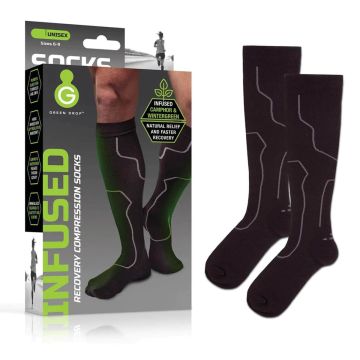 Compression Socks Green Drop Knee High - Small/Medium Black Closed Toe