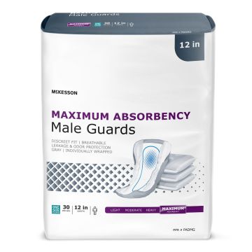 Bladder Control Pad 12 Inch Heavy Absorbency Polymer Core One Size Fits Most - Bag of 30