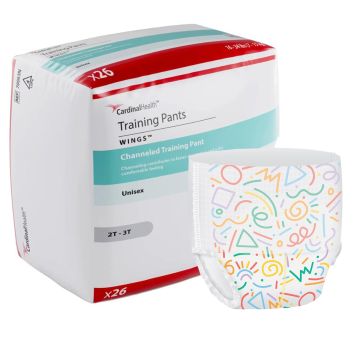 Unisex Toddler Training Pants Cardinal Health™ WINGS™ Pull On with Tear Away Seams Disposable Moderate Absorbency - Size 2T to 3T -16 to 34 lbs./ CASE of 104