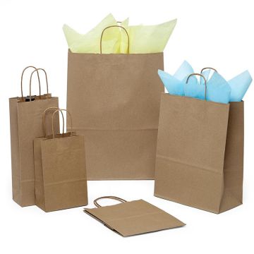 Eco-Friendly Kraft Shopping Bags - 6" W X 3-1/4" G X 8-3/8" H / 250/Pack / Serrated