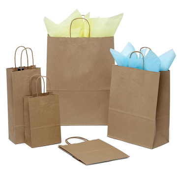 Eco-Friendly Kraft Shopping Bags - 6" W X 3-1/4" G X 8-3/8" H / 250/Pack / Serrated