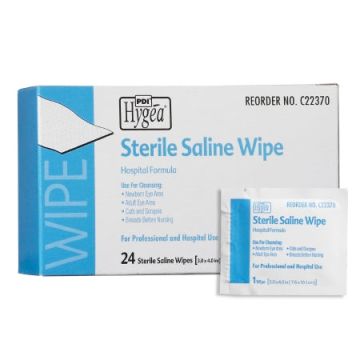 Saline Cleansing Towelette Hygea Individual Packet Unscented - Box of 24