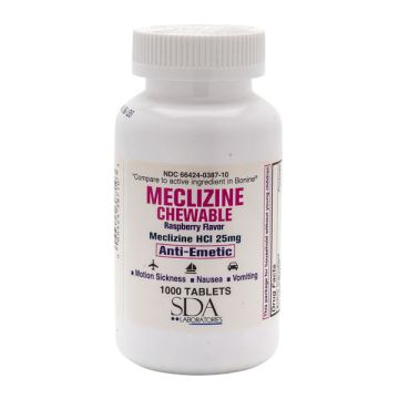 SDA LABS Nausea Relief - Meclizine 25mg, 1000 Chewable Tablets (Generic Bonine)