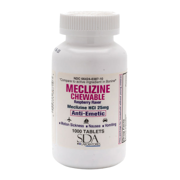SDA LABS Nausea Relief - Meclizine 25mg, 1000 Chewable Tablets (Generic Bonine)