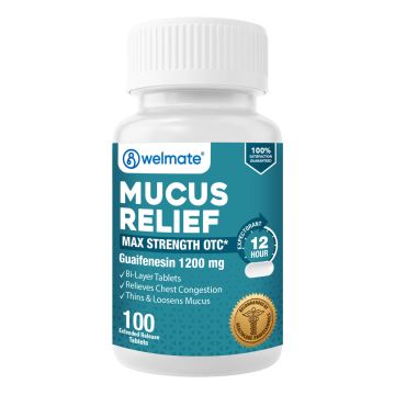 WELMATE Cough & Cold - Guaifenesin 1200mg, 100 Tablets (Generic Mucinex)