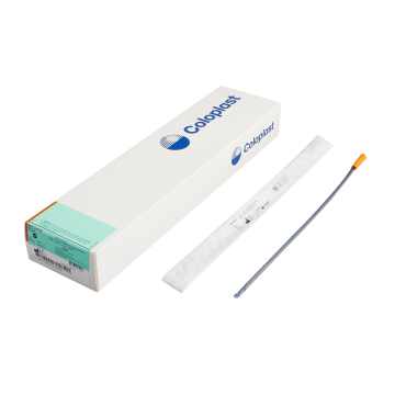 Coloplast Self-Cath Intermittent Catheter with Guide Strip, Coude Olive Tip, Funnel End, Latex-Free - Orange / 16 Fr / Single