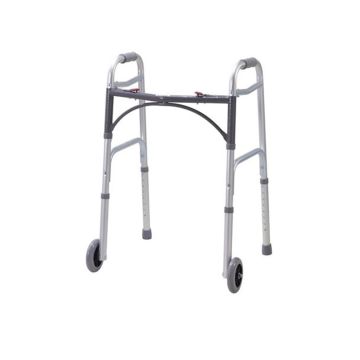 Drive Patient Walker, Adult, Two-Button, Folding, with 5" Wheels, 350 lb Capacity, 24" x 32" to 39" Depth 17.5" - Case of 4.