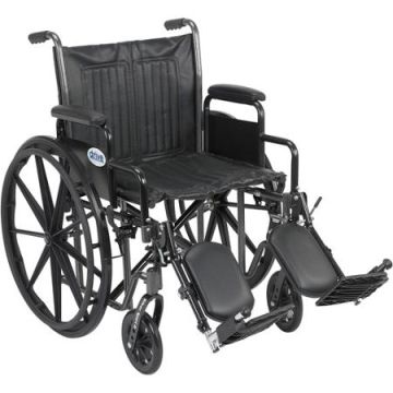 Wheelchair Silver Sport 2 Dual Axle Padded Removable Desk Arm Mag Black with Elevating Footrests by Drive Medical - 16 Inch 250 lbs.