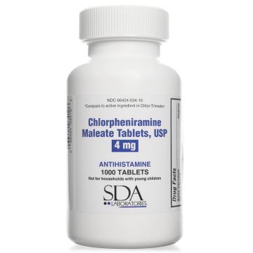 SDA LABS Allergy Relief - Chlorpheniramine Maleate 4mg, 1000 Tablets