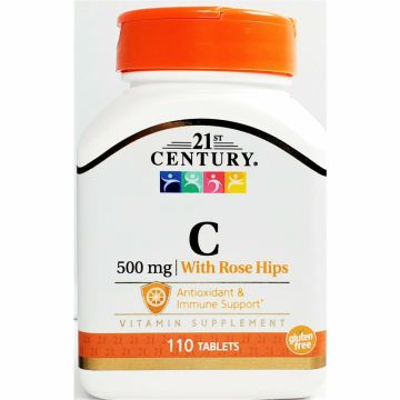 Vitamin C with Rose Hips, 500 mg 110 Tablets by 21st Century