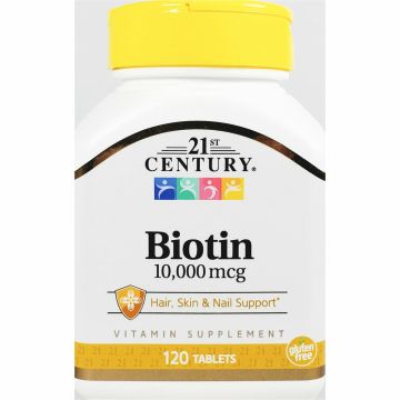 Biotin 10000 mcg 120 Tablets by 21st Century