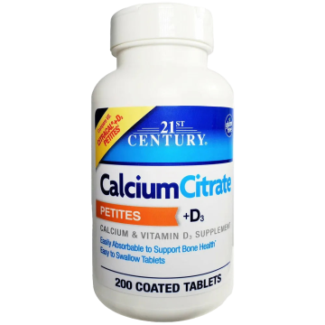 Calcium Citrate Petites plus D3, 200 Coated Tablets by 21st Century