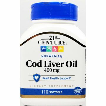 Cod Liver Oil 400 mg 110 Softgels by 21st Century