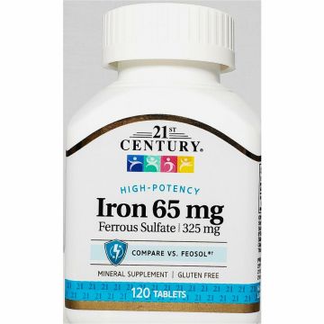 Iron 65 mg 120 Tablets by 21st Century