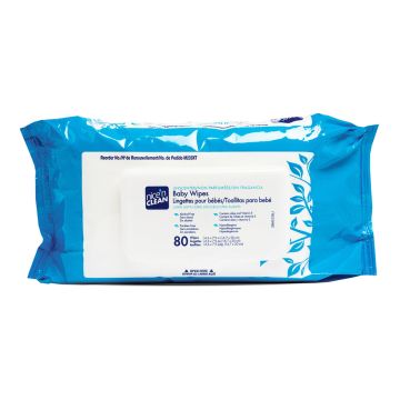 Nice and Clean Baby Wipes 7" x 8" - Package of 80 - Unscented / 80 Count