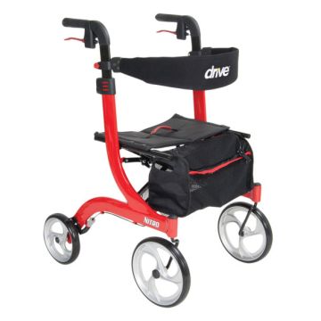 Drive Medical Nitro Euro Style Aluminum Walker Rollator - Red