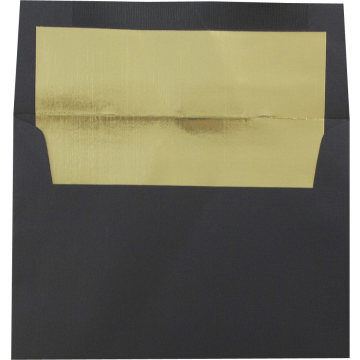 A6 Invitation Envelopes (4 3/4 x 6 1/2) - Black Linen with Gold Foil Lining 32lb