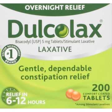 DULCOLAX Laxatives - Bisacodyl 5mg, 200 Tablets