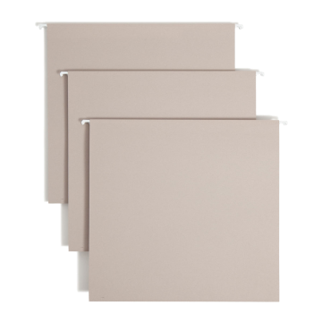 TUFF Hanging Box Bottom File Folders with Easy Slide Tabs, 4 inch Expansion - Gray / Letter / 1