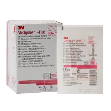 Medipore Plus Pad Soft Cloth Adhesive Wound Dressing by 3M - 3-1/2 X 4 Inch / 1-3/4 X 2-3/8 Inch Pad / Each
