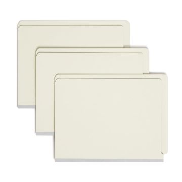 SafeSHIELD Pressboard End Tab Fastener File Folders, Straight-Cut Tab, 2 inch Expansion - Gray/Green / Legal / 25