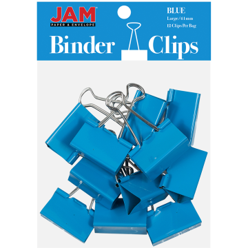 Large 41mm Binder Clips - 12 Pack - Blue