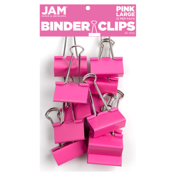 Large 41mm Binder Clips - 12 Pack - Pink