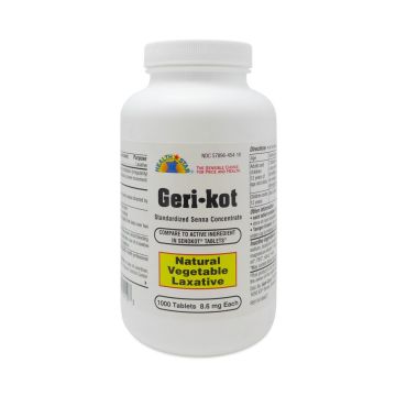 GERICARE Laxatives - Sennosides 8.6mg, 1000 Tablets (Generic Senokot)