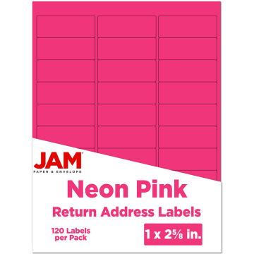 1 x 2 5/8 Return Address Labels - Neon Pink