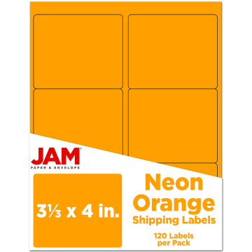 3 1/3 x 4 Shipping Labels - Neon Orange