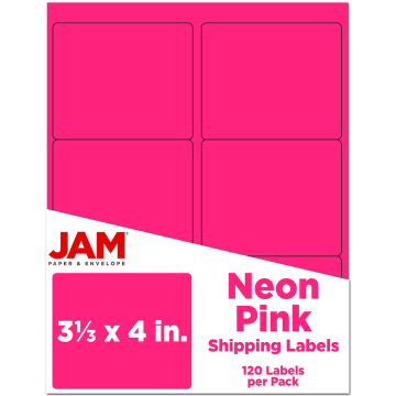 3 1/3 x 4 Shipping Labels - Neon Pink