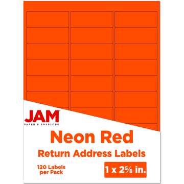 1 x 2 5/8 Return Address Labels - Neon Red