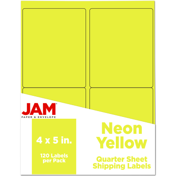 4 x 5 Shipping Labels - Neon Yellow
