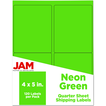 4 x 5 Shipping Labels - Neon Green