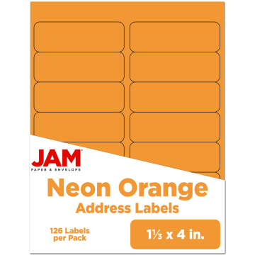 1 1/3 x 4 Address Labels - Neon Orange